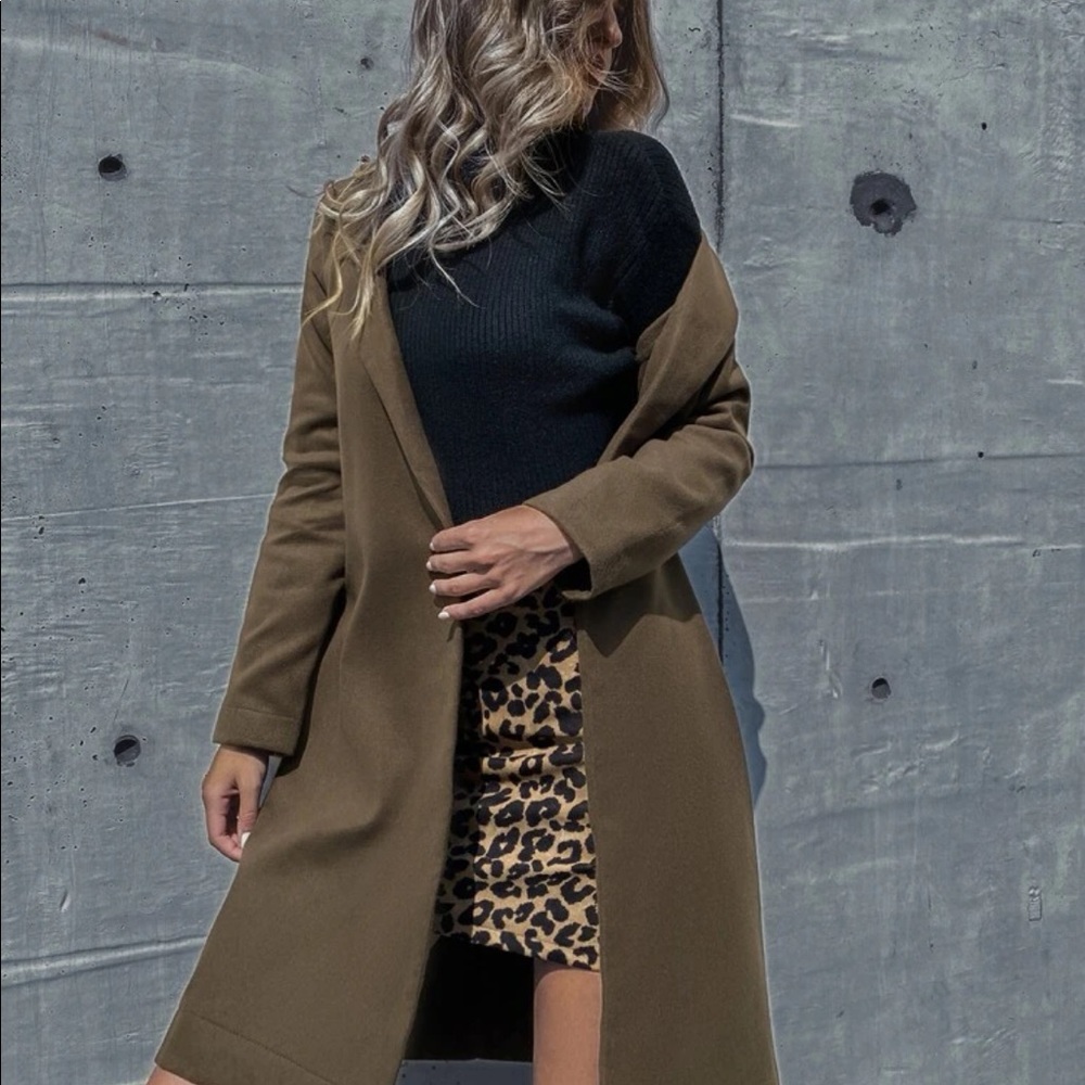 Lapel collar open front coat